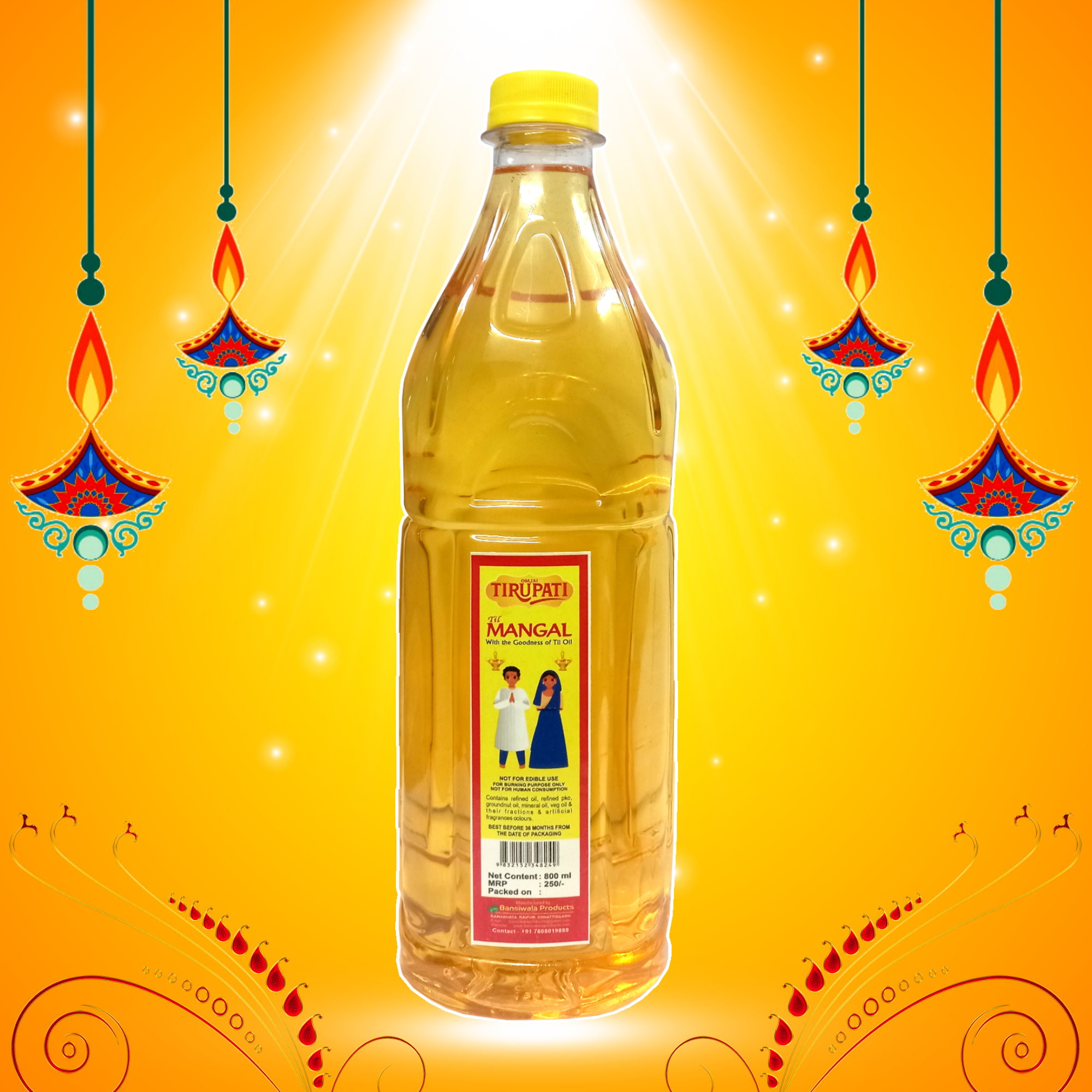 Tirupati Puja Til Oil 800 ml Bottle Til Mangal Sesame Oil for Puja